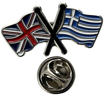 Union Jack & Greece Pin Badge