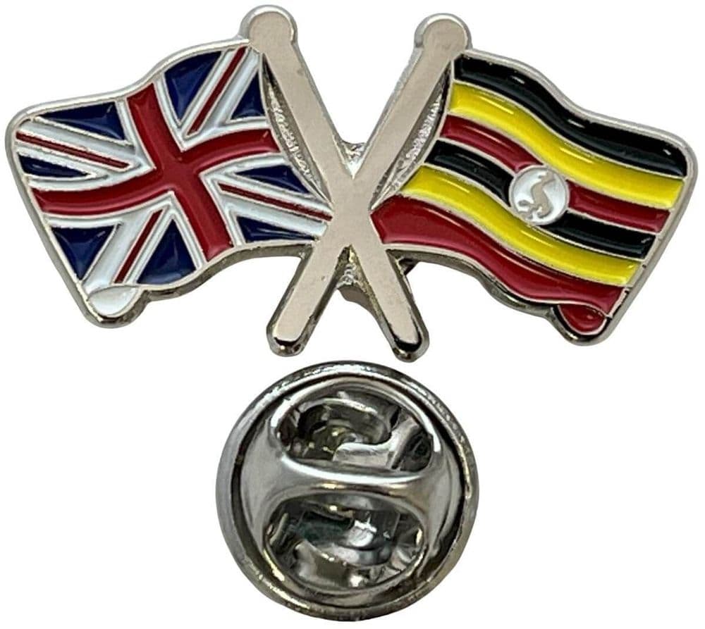 Union Jack & Uganda Pin Badge | flagly.co.uk | We Sell Flags