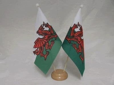 Wales Double Wooden Table Flag