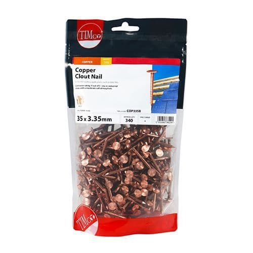 Clout Nails 3.35 X 35mm - Copper -1Kg Bag