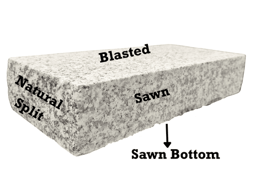 Granite Sett: Top Blasted, 2 Long Edges Sawn, 2 Short Edges Natural Split 300x150x60mm