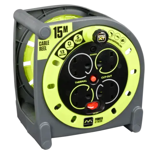 Masterplug Pro Xt  4 Gang Cable  Reel 15m