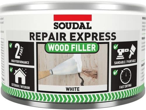 Soudal Repair Express Wood 2 Part HP Filler 500gm White