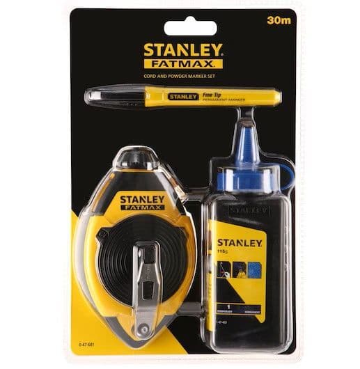 STANLEY FATMAX 30m Chalk Line Reel With Blue Chalk & Black Marker