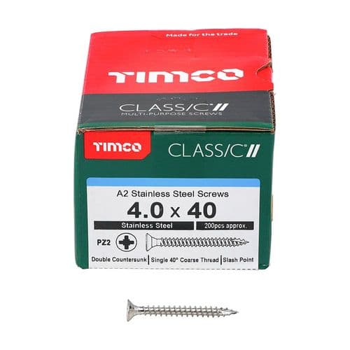 Timco Classic Screw Pz1 Csk - A2 S/S 4.0 X 40mm Box 200Pcs