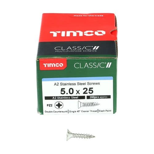 Timco Classic Screw Pz1 Csk - A2 S/S 5.0 X 25mm Box 200Pcs