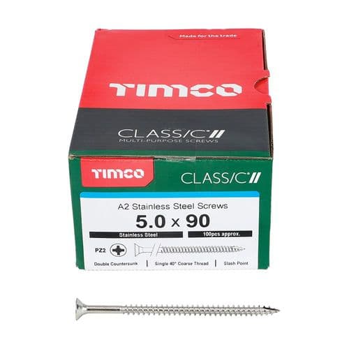 Timco Classic Screw Pz1 Csk - A2 S/S 5.0 X 90mm Box 200Pcs