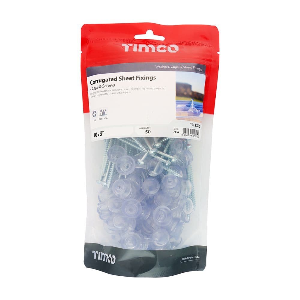Timco Corrugated Sheet Fixings Clear Bag of 50