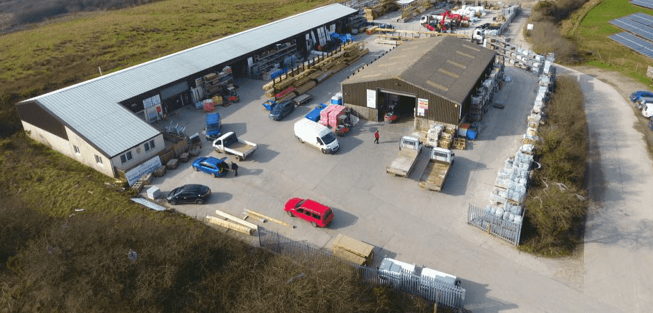 An aerial view of Build Supplies St Colomb