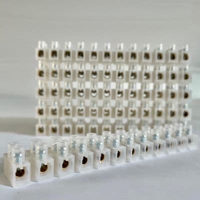 10 Amp CLEAR 12 Way Brass Terminal Connector Block Choc Strip