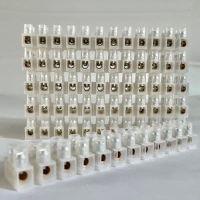 15 Amp CLEAR 12 Way Brass Terminal Connector Block Choc Strip