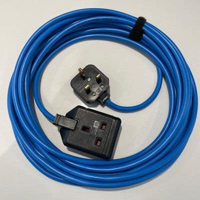 240v 13 Amp Plug 13 Amp 1 gang single Socket Permaplug Extension Lead 1.5mm  Arctic Grade BLUE Cable