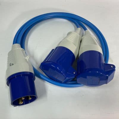 240v 16 Amp 2 Way Y Cord Splitter 1.5mm Arctic Grade Cable Walther Plug 2 x Walther Sockets