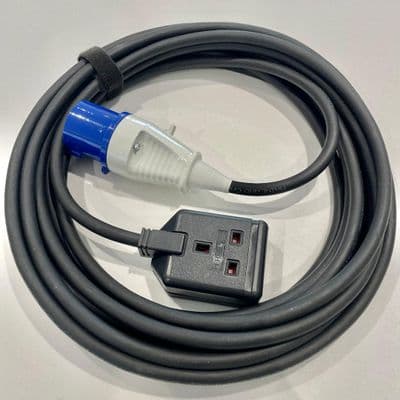 240v 16 Amp Plug 13 Amp 1 gang single Socket Permaplug Extension Lead 1.5mm  H07RN-F Cable