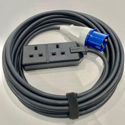 240v 16 Amp Plug 13 Amp 2 gang double Socket Permaplug Extension Lead 1.5mm  H07RN-F Cable