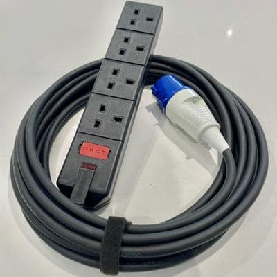 240v 16 Amp Plug 13 Amp 4 gang Fused Socket Permaplug Extension Lead 1.5mm H07RN-F Cable