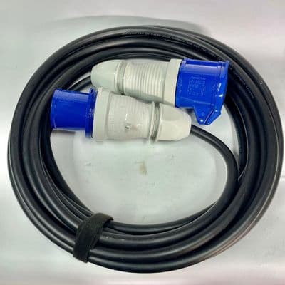 240v 32 Amp Extension Lead 4mm 3 Core H07RN-F Rubber Cable Walther Plug and Socket