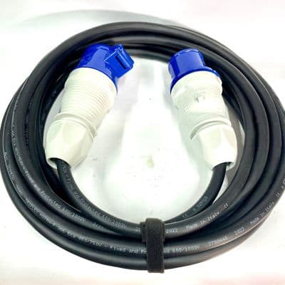 240v 32 Amp Extension Lead 6mm 3 Core H07RN-F Rubber Cable Walther Plug and Socket