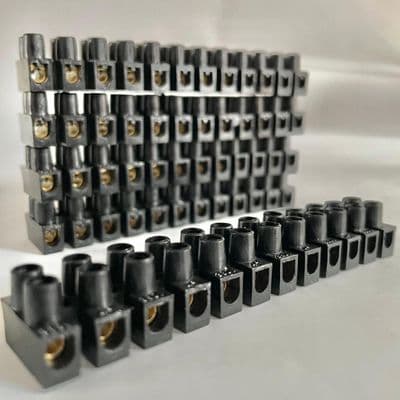 3 Amp BLACK 12 Way Brass Terminal Connector Block Choc Strip
