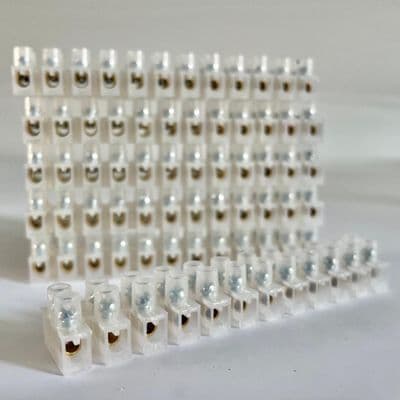 3 Amp CLEAR 12 Way Brass Terminal Connector Block Choc Strip