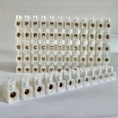 30 Amp CLEAR 12 Way Brass Terminal Connector Block Choc Strip
