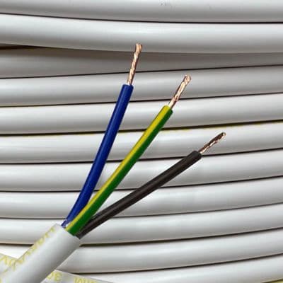 3183Y 3 Core Normal Duty Flex Cable Wire 0.75mm White