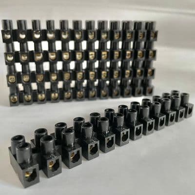 5 Amp BLACK 12 Way Brass Terminal Connector Block Choc Strip