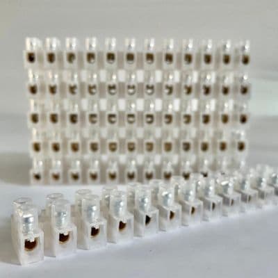 5 Amp CLEAR 12 Way Brass Terminal Connector Block Choc Strip