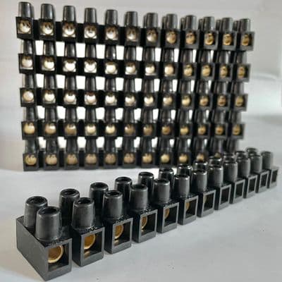 60 Amp BLACK 12 Way Brass Terminal Connector Block Choc Strip