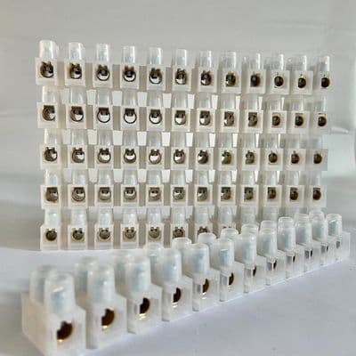 60 Amp CLEAR 12 Way Brass Terminal Connector Block Choc Strip