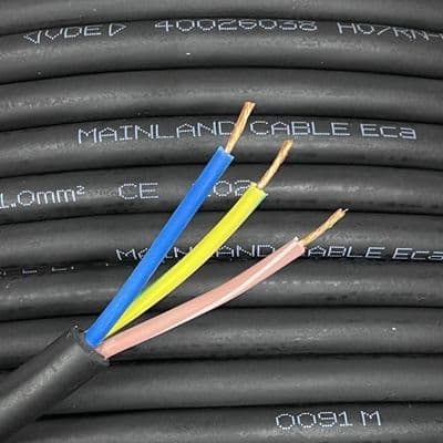 6183P H07RN-F 3 Core Rubber Outdoor Cable Wire 1.0mm Black