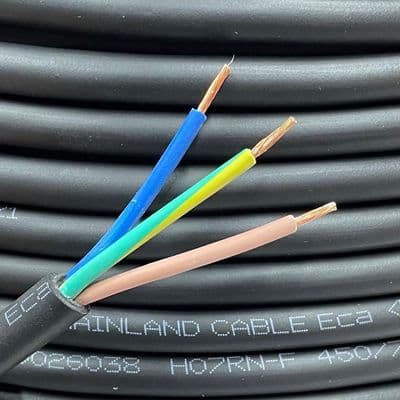 6183P H07RN-F 3 Core Rubber Outdoor Cable Wire 1.5mm Black
