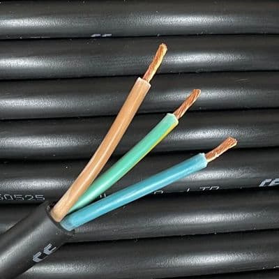 6183P H07RN-F 3 Core Rubber Outdoor Cable Wire 2.5mm Black