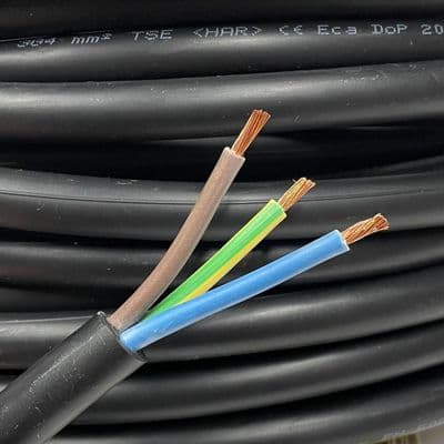 6183P H07RN-F 3 Core Rubber Outdoor Cable Wire 4mm Black