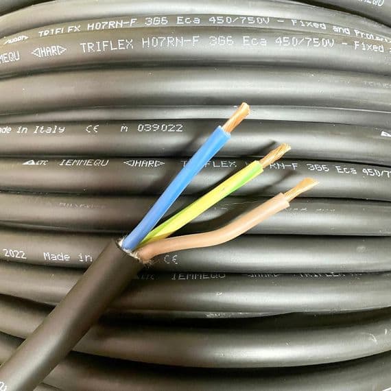 6183P H07RN-F 3 Core Rubber Outdoor Cable Wire 6mm Black