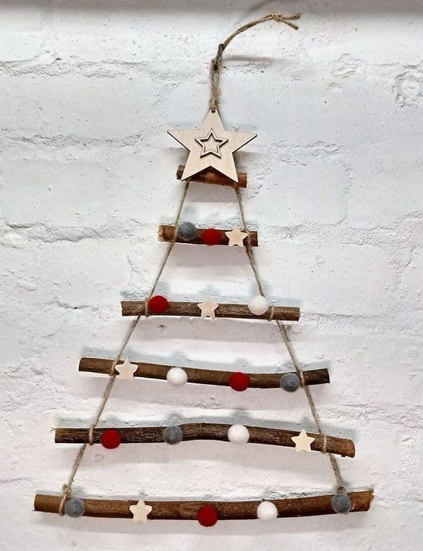35cm Hanging wooden ladder Christmas tree kit