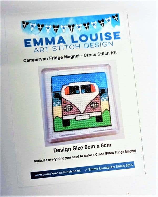 Cross Stitch kit - VW Camper van fridge magnet /