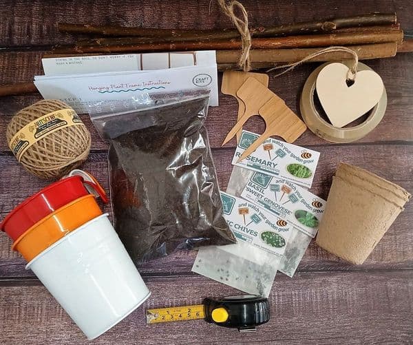 Hanging HERB planters coloured pots