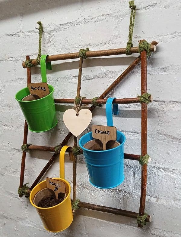 Hanging HERB planters coloured pots