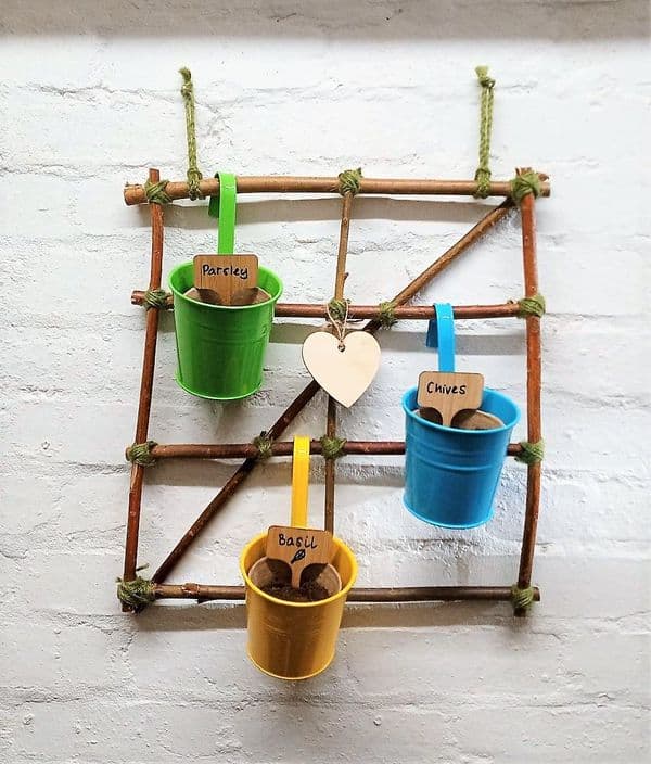 Hanging HERB planters coloured pots