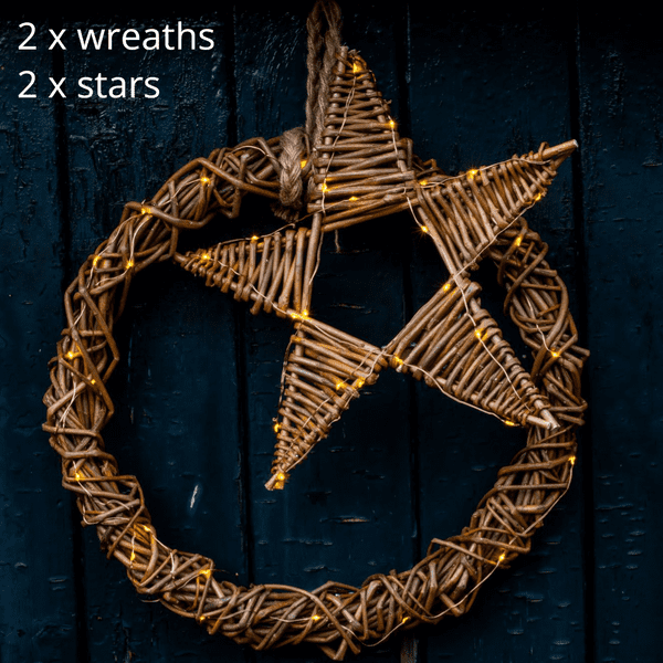 Willow wreath & star kit (plus extra willow + fairy lights)
