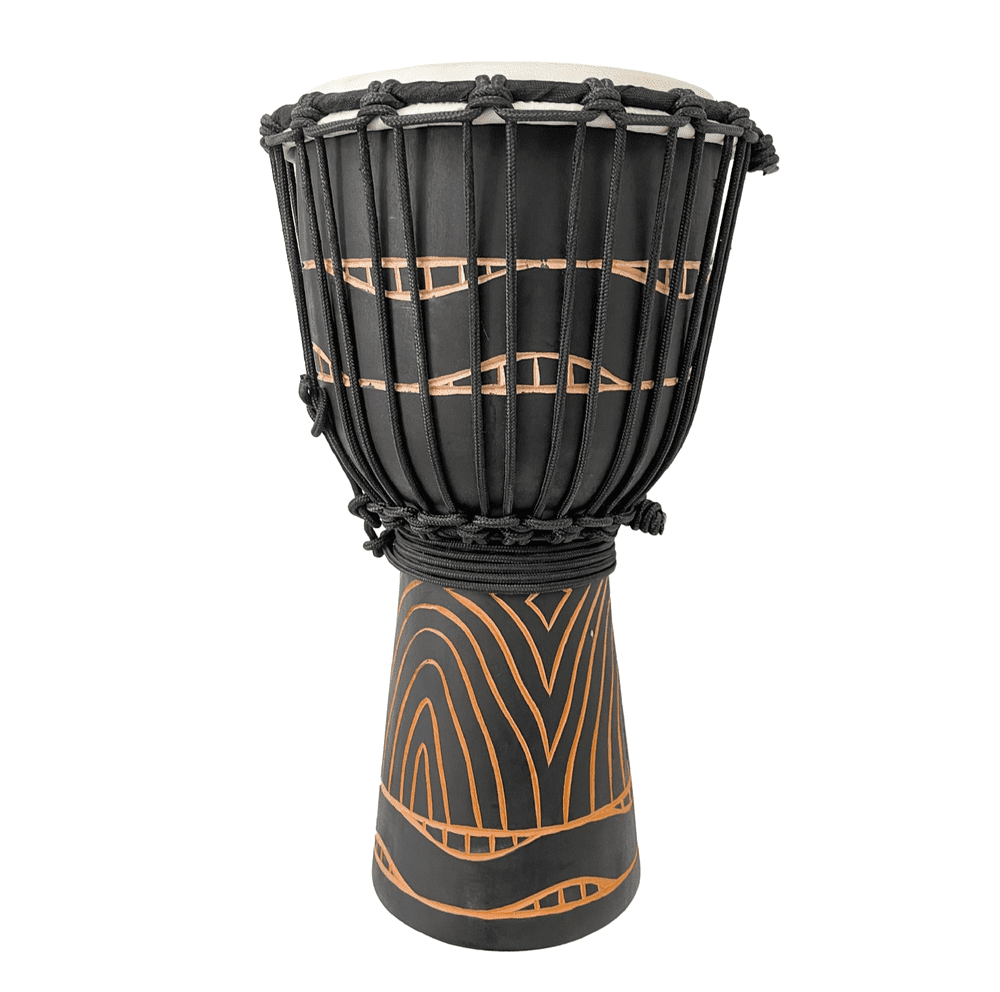Wooden Djembe Drum Black Tribal 40cm