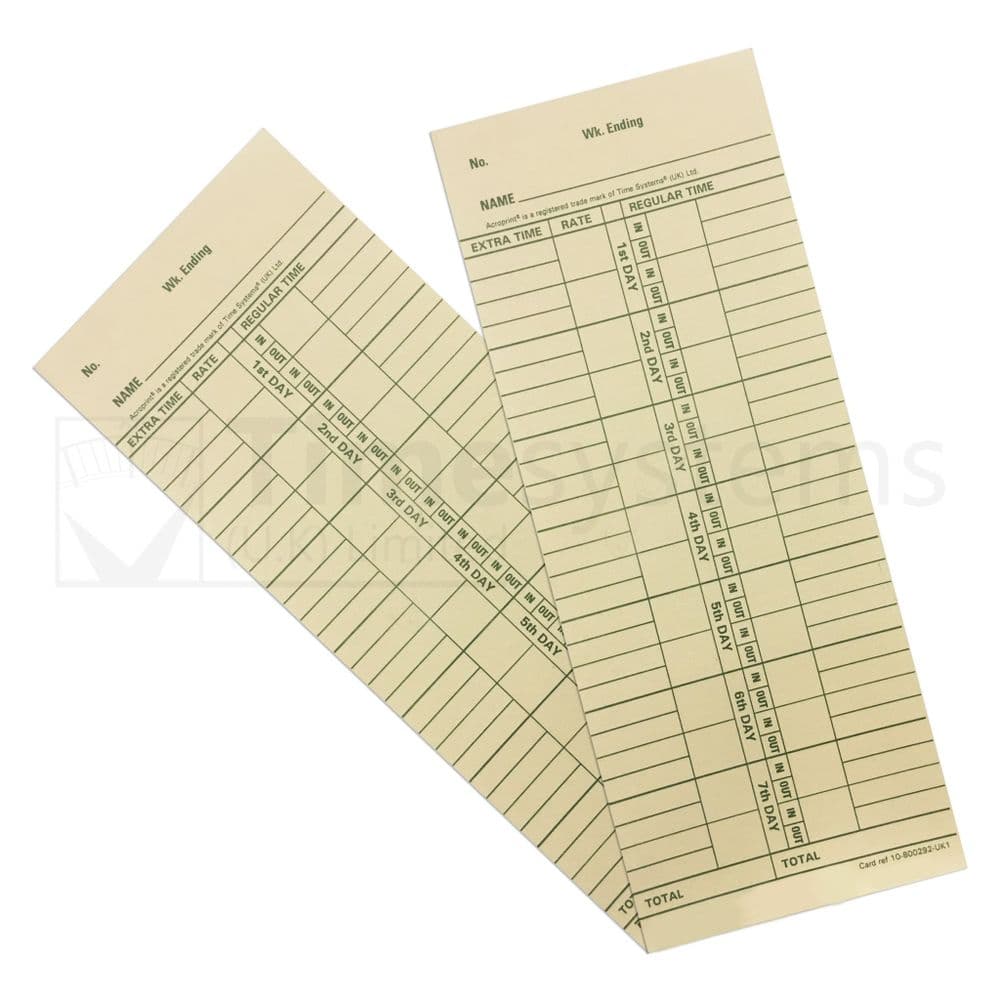 Clock In Cards 10-800292 Time Clock Cards
