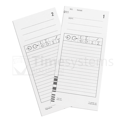 1550-UK2 Time Clock Cards PK100