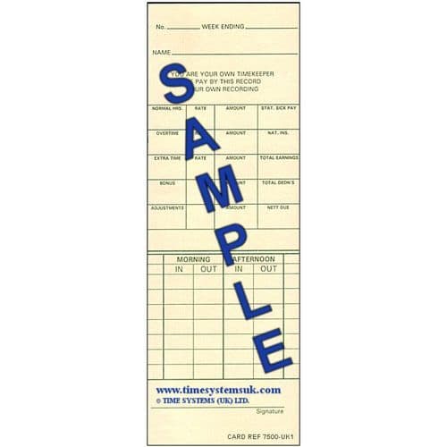 7500-UK1 Time Clock Cards