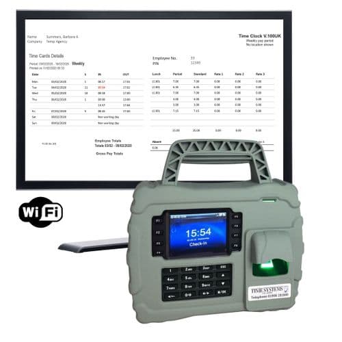 Construction Site Clocking in machine | Geotime 100 Portable | WIFI Biometric fingerprint
