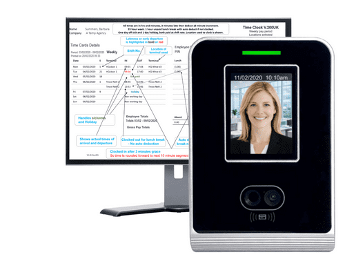 GeoFace 200 ‘Ultimate’ Biometric Face Recognition Clocking in Machine. Non Wifi