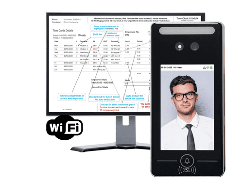 Geoface X 100 'Pro' Wifi Biometric Clocking in Machine