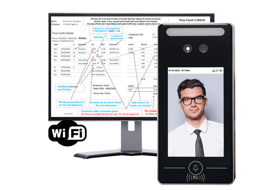 GeoFace X 200 Wifi Biometric Clocking In Machine with Face and Palm Recognition