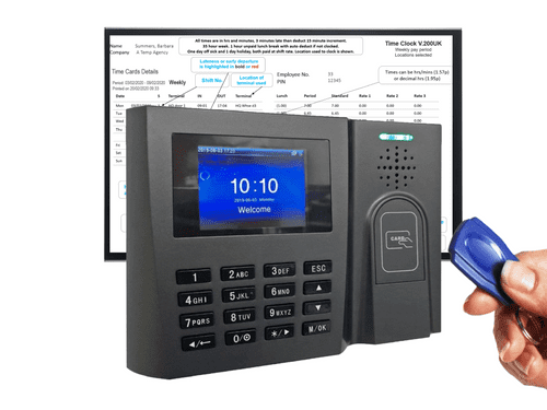 ProxTime 200 | RFID Proximity tag clocking in machine | 15 Free Proximity RFID Tags/badges